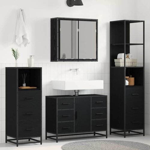 vidaXL set namještaja za kupaonicu 4 pcs crni hrast 80 x 33 x 60 cm Cijene