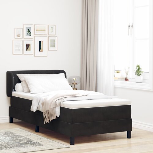 VidaXL Črna postelja z vzmetnico 90x190 cm iz žameta Slike