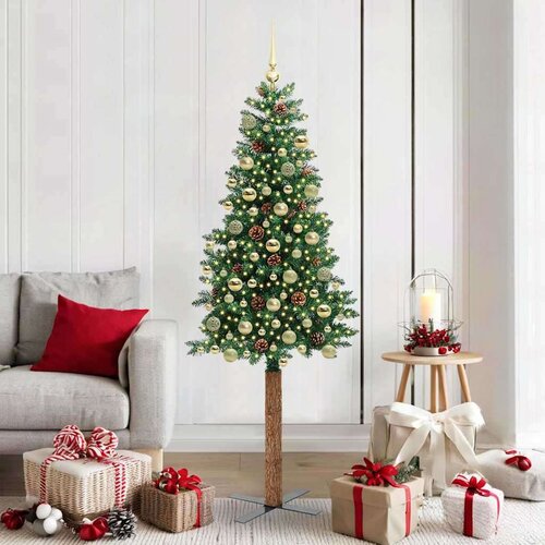 vidaXL Ožja jelka med 300 LED Zelena 180 cm PVC in trden bor Cene