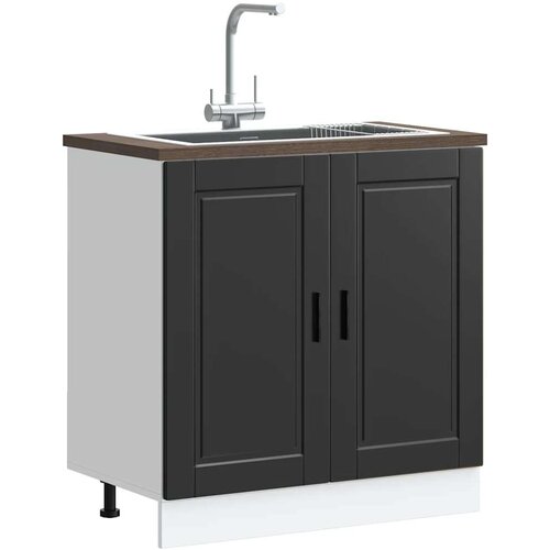 vidaXL Osnovna omarica za umivalnik "Porto" črn 80x46x81,5 cm Cene