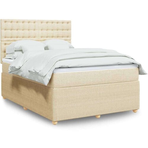  Krevet s oprugama i madracem krem 160x200 cm od tkanine Cijene
