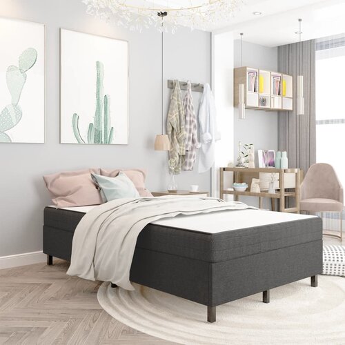 VidaXL Boxspring postelja temno siva iz blaga 120x200 cm Slike