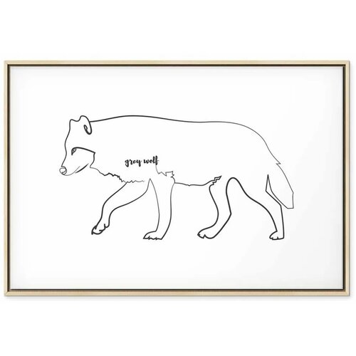  Slika - Wolf (1 Part) Wide 60x40 U prirodnom drvenom okviru Slike