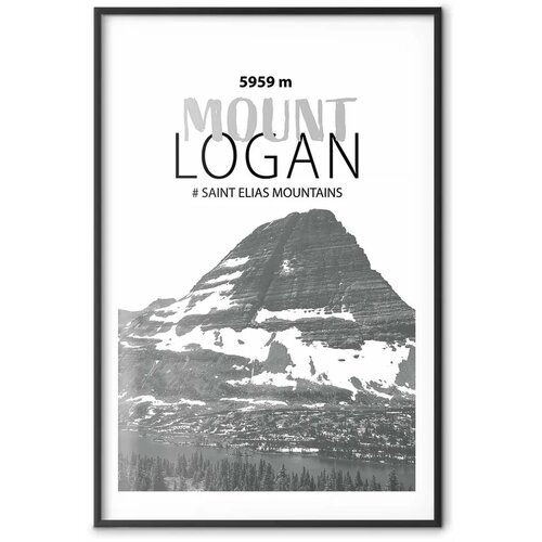  Plakat - The majestic Mount Logan mountain peak crown of mountains mountain landscape 29.7x42 Crni okvir s margom Cene