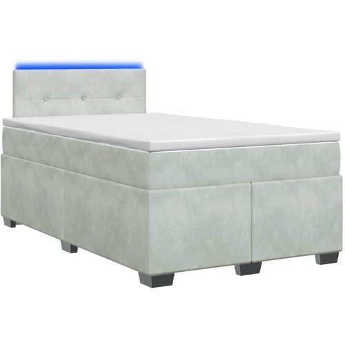  s box springom madracem i LED-om Svjetlosiva Bar&amp;scaron;un - Svjetlosiva 120 x 190 cm Pro&amp;scaron;iveno gumbima Slike