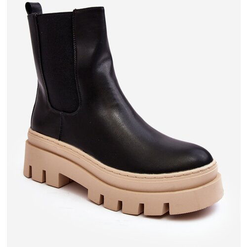 Kesi Leather work boots black and beige Loretta Slike