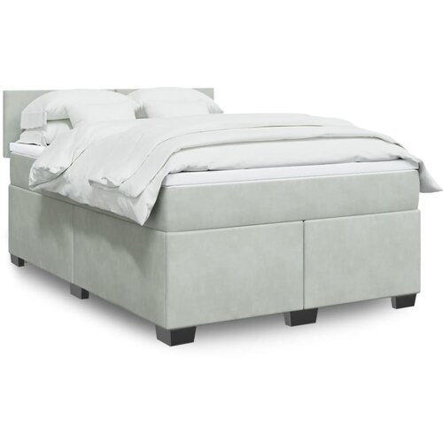 The Living Store Box spring postelja z vzmetnico svetlo siva 140x200 cm žamet - Box Spring Postelja, (21493312) Cene
