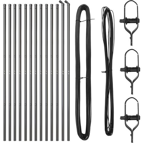 VidaXL Stebri za ograjo 13 kosov Siva &amp;Oslash;32 mm 200 cm Galvanizirano jeklo Slike