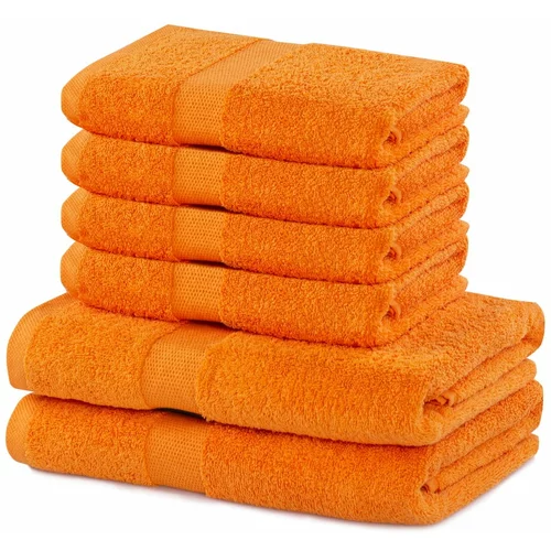 DecoKing set od 2 pamučna narančasta velika ručnika i 4 mala ručnika Marina