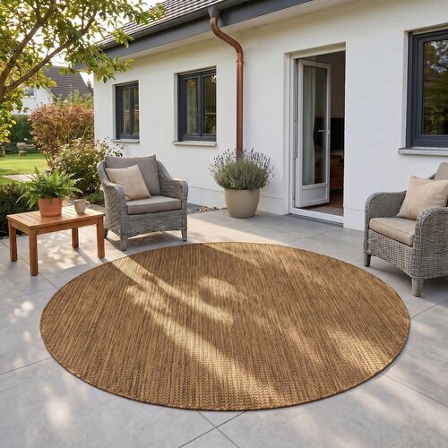 Ayyildiz Carpets Rjava okrogla notranja in zunanja preproga &amp;oslash; 160 cm Mira 1450 &amp;ndash; Slike