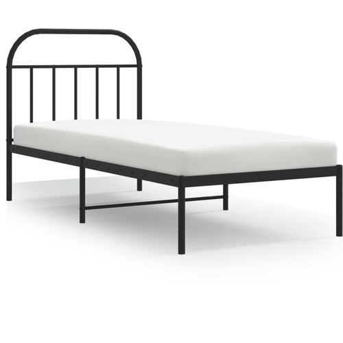 Maison Chic Kovinski Posteljni okvir - Enojna postelja - Postelja za odrasle z vzglavjem črn 80x200 cm, (21694112) Slike