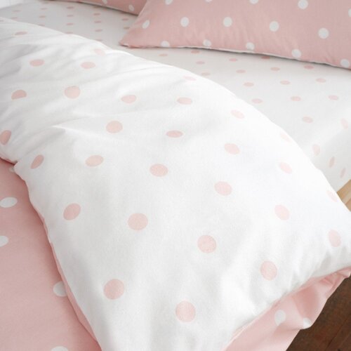 Catherine Lansfield Bijela/ružičasta flanelska plahta s gumom 135x190 cm Polka Dot &amp;ndash; Slike