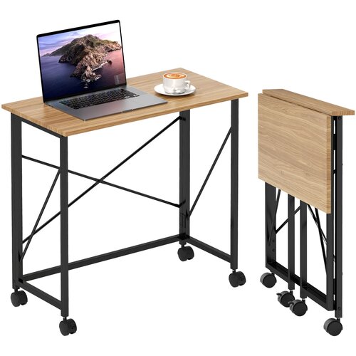 HOMCOM Pisalna miza MDF, jeklo 80D x 40&Scaron; x 75V cm hrast, (5000243024) Cene