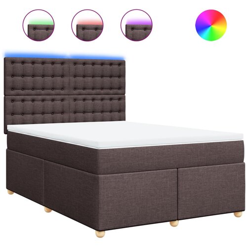 VidaXL Box spring postelja z vzmetnico temno rjava 140x200 cm blago, (21310393) Slike