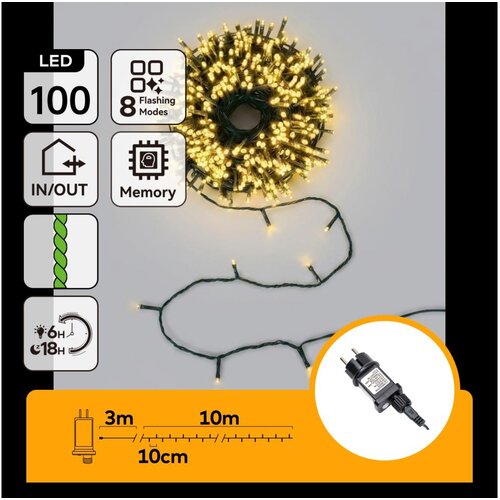 Aigostar LED spoljni božićni niz 100xLED/8 funkcija 13m IP44 topla bela Slike