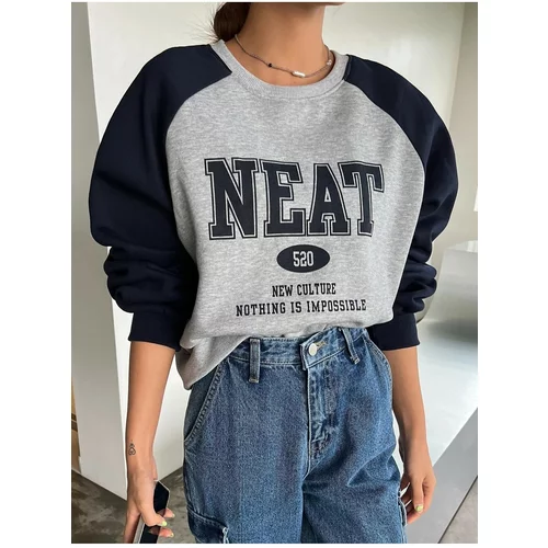 K&H TWENTY-ONE Women's Gray Neat 520 Printed Oversized Sweatshirt