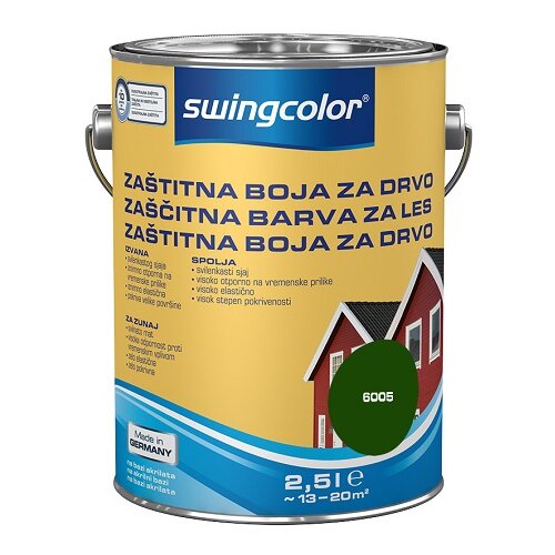 SWINGCOLOR ZAŠČITNA BARVA ZA LES BARVA MAHA (2,5 l, na vodni osnovi, zelo elastična, pokrivna, visoko odporna proti vremenskim vplivom) Cene