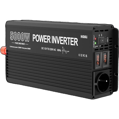 HOULI Power Inverter, 3000W do 6000W izhod, čista sinusna valovna oblika, 5000W-12V-220V-50HZ, (5000159080) Slike