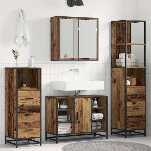 VidaXL set namje&amp;scaron;taja za kupaonicu 4 pcs staro drvo 80 x 33 x 60 cm Slike