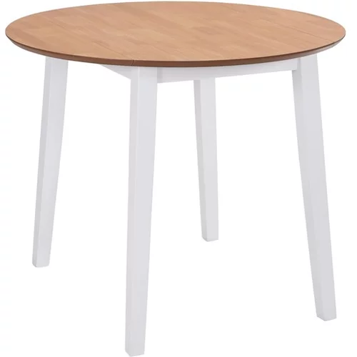  Zložljiva jedilna miza okrogla MDF bele barve