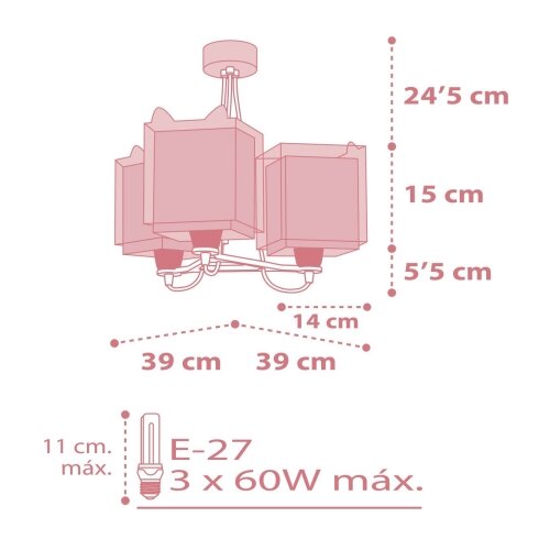 Dalber 64587 - Dečiji luster LITTLE FOX 3xE27/60W/230V Slike