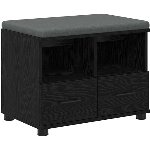  Klupa za hodnik s jastukom s policom Crni Hrast 60 x 38 x 46 cm Slike