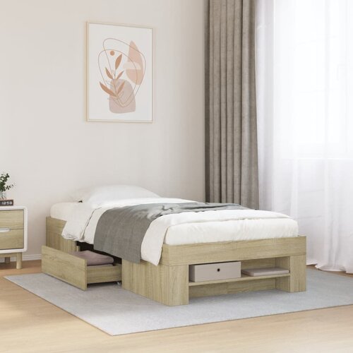 Furnova Posteljni okvir brez vzmetnice hrast 90x190 cm inženirski les, (21937293) Slike