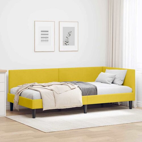 VidaXL Kutni okvir kreveta Žuta 100 x 200 cm Velvet i inženjerski drvo Slike