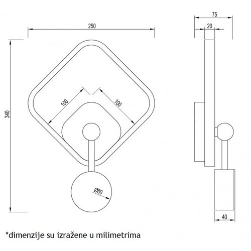 Vesta 466 zidna lampa 15W 3000K crna/bruseno zlato 111614 Cene