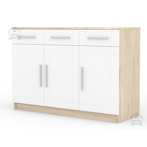 ADRK Furniture Komoda PARVIN s ladicama i vratima - SONOMA-BIJELA Slike