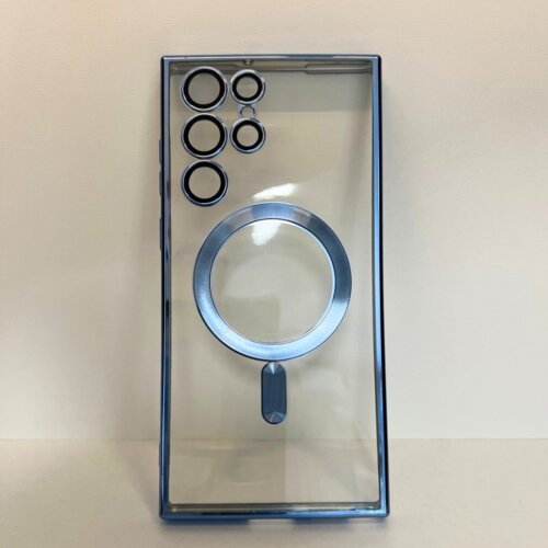 Transparent framed MagSafe maskica za Samsung S22 Ultra Plava Slike