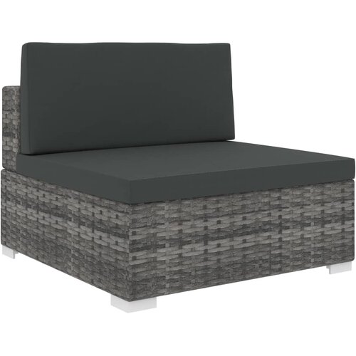 vidaXL Sekcijski sredinski sedež 1 kos z blazinami poli ratan siv Cene