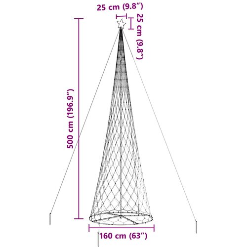  LED božićno drvce s 555 LED svjetlima Topla bijela 500 cm Metal Slike