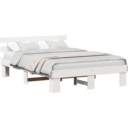 VidaXL Krevetni okvir s uzglavljem Beli 160x200 cm Puni bor Slike