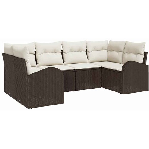 vidaXL Vrtna sedežna garnitura 6 pcs Rjava in bela poli ratan, (5000146024) Cene