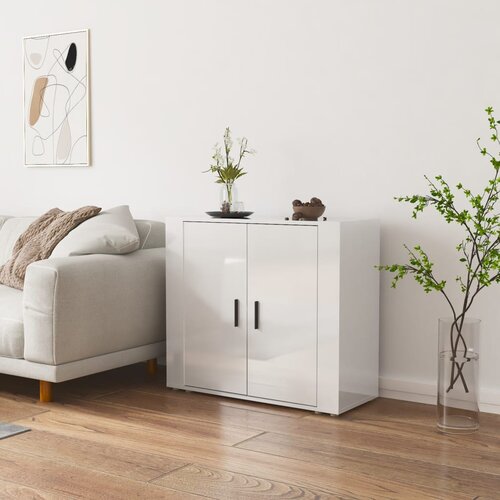 VidaXL Komoda sjajna bijela 80 x 33 x 70 cm od konstruiranog drva Slike