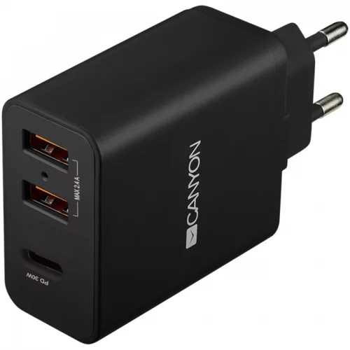 Canyon H-08, Universal 3xUSB AC charger (in wall) with over-voltage protection(1 USB-C with PD Quick Charger), Input 100V-240V,