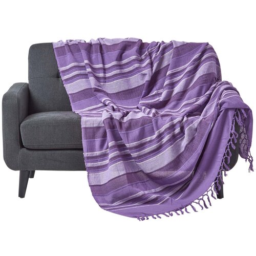 HOMESCAPES Bombažna odeja Morocco Striped Mauve, 255x360 cm, (20750270) Cene