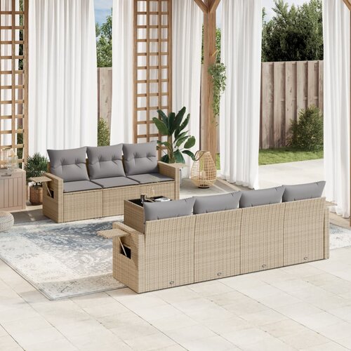 vidaXL 8-dijelni set vrtnih sofa od poliratana s jastucima bež Cijene