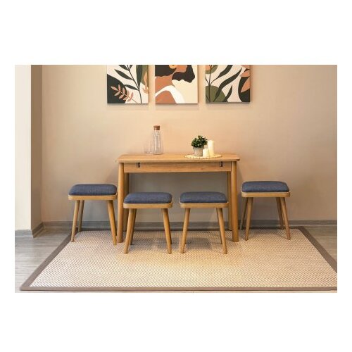 Hanah home vina mini 06 1048 oak dark blue set : sto, stolice i klupa Slike