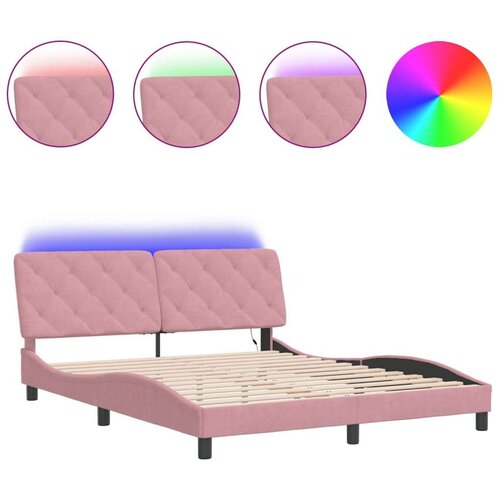 VidaXL Okvir kreveta s LED svjetlima ružičasti 160 x 200 cm bar&amp;scaron;unasti Slike
