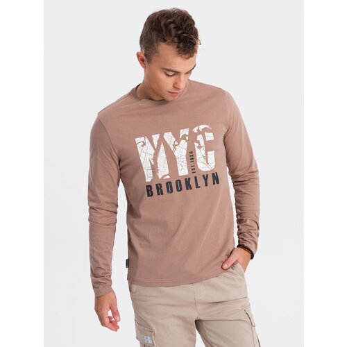 Ombre Men's map motif print longsleeve - light brown Cene