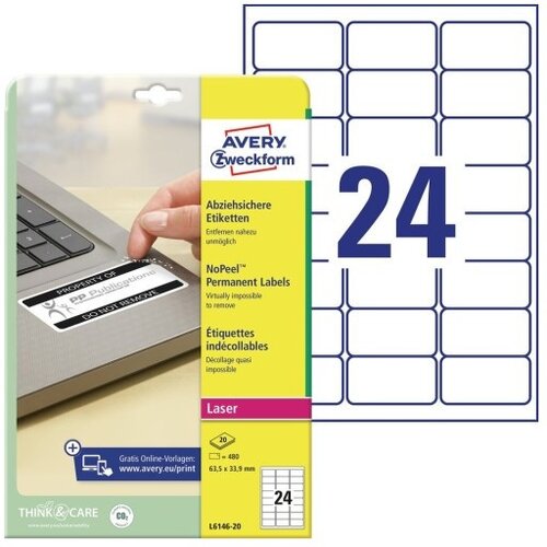  Etikete zweckform l6146 63,5x33,9mm 1/20 varovalne etikete-nopeel ZWECKFORM1 Slike