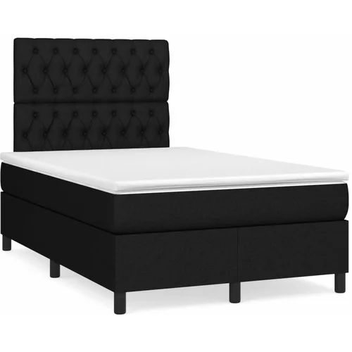vidaXL Box spring postelja z vzmetnico LED črna 120x190 cm blago