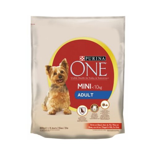 Purina Dog &amp;lt; 10 kg Adult, bogata govedinom, s rižom, 800 g Slike