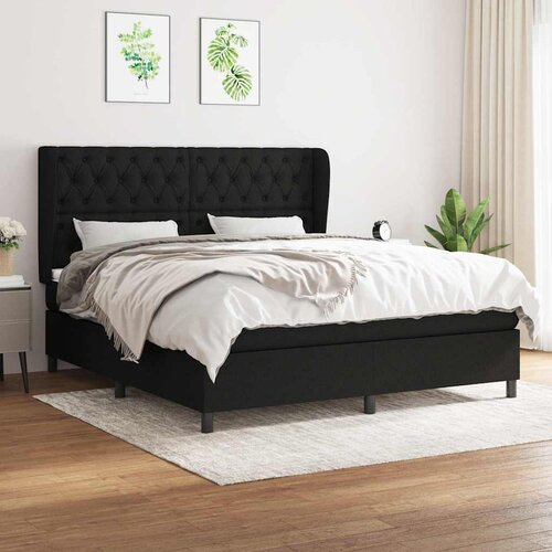  Krevet s oprugama i madracem crni 160x200 cm od tkanine Slike