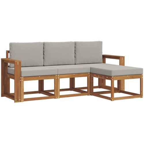  Set vanjskih sofa 4 kom. Prirodna i svijetlo siva Smeđa 197,5 x 63 x 73 cm Slike