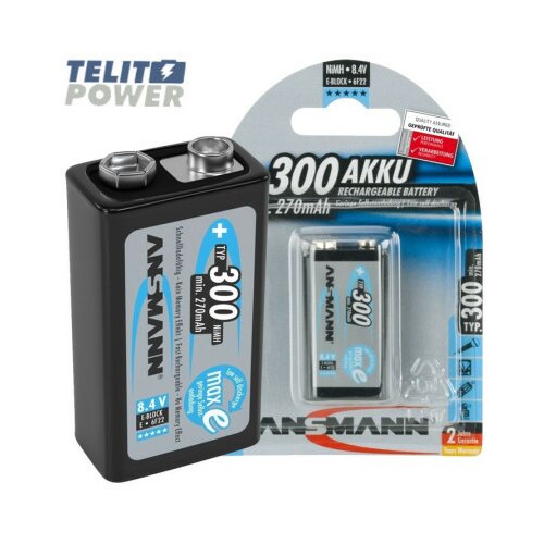 Ansmann NiMH 9V / 6F22 tip 300 maxE od 9V 300mAh punjiva baterija ( 4047 ) Slike