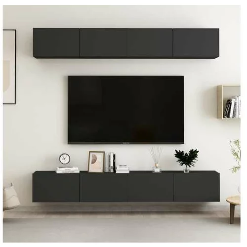  TV omarice 4 kosi črne 100x30x30 cm iverna plošča