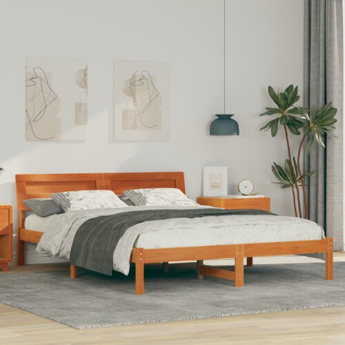 vidaXL Krevetna konstrukcija S LED lampica s uzglavljem Voštano smeđa 140 x 200 cm Cijene